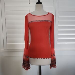 Free People Orange Bell Sleeves size M